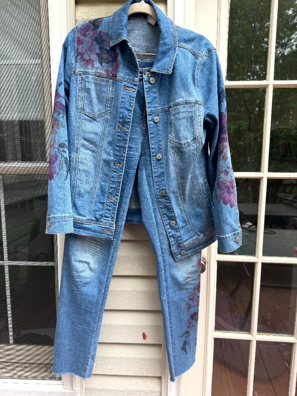 Chico’s Floral Denim Jacket & Jeans Set/Outfit, Size 0/ US 4/6 & 00T /US Sz 2T